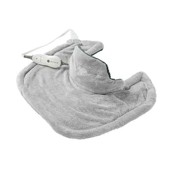 Sunbeam Contoured Heating Pad for Neck & Shoulder Pain Relief with Auto Shut Off, Moist Heating Option, 22 x 19, Grey