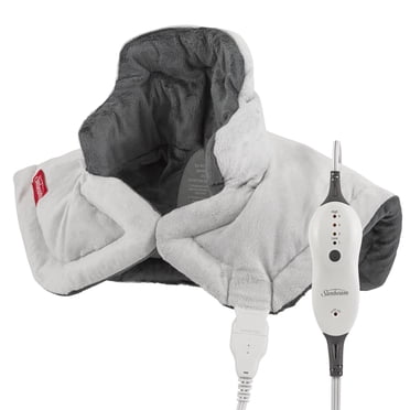 Sunbeam Renue Heat Therapy Neck and Shoulder Pain Relief Wrap Heating Pad, Grey