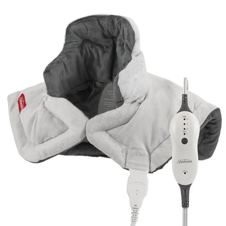 Sunbeam Renue Heat Therapy Neck and Shoulder Pain Relief Wrap Heating Pad, Grey