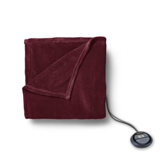 Sunbeam Royal Luxe Cabernet Heated Blanket Auto-Shut Off Machine Washable, King