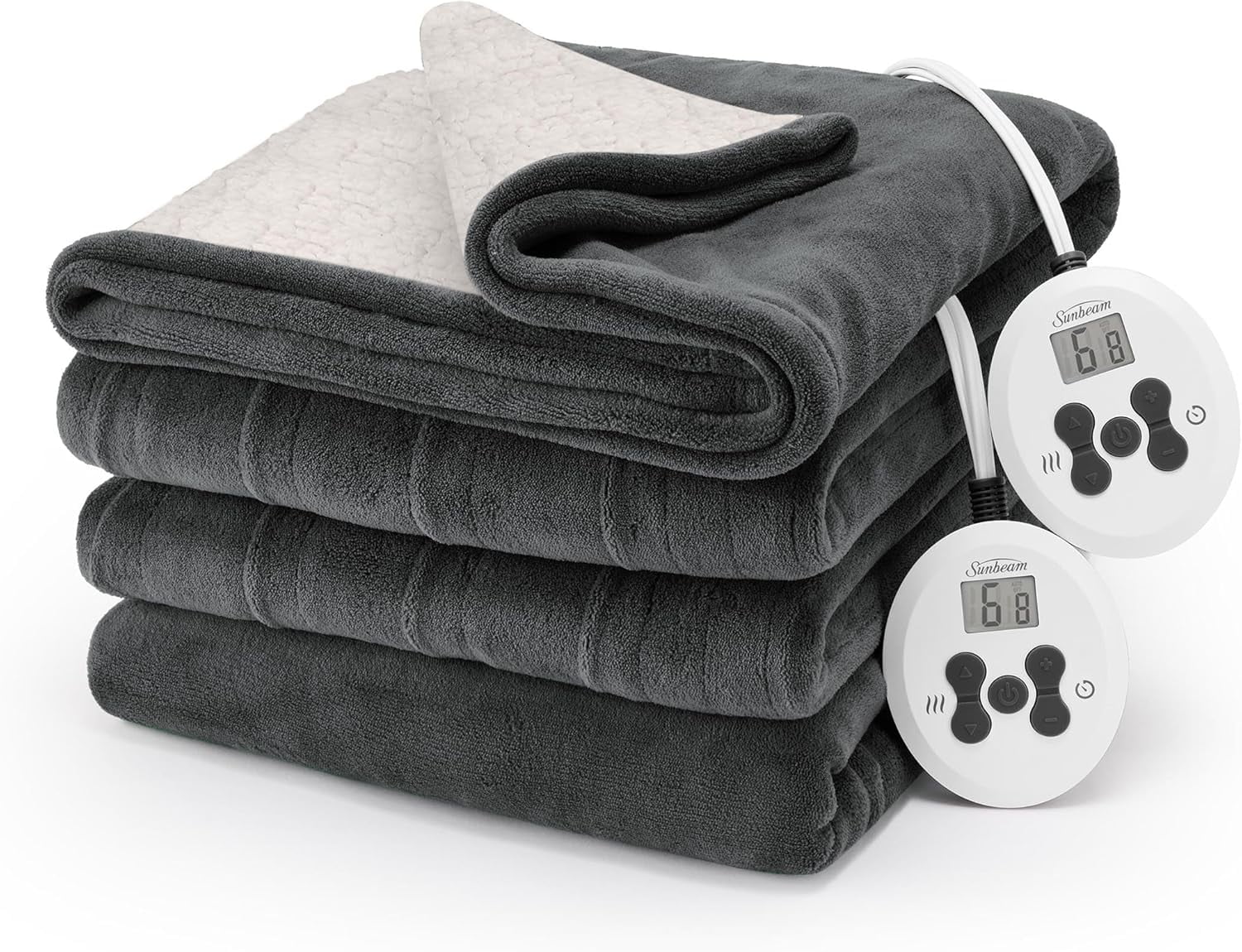 Sunbeam Royal Luxe Microplush Reverse Sherpa Heated Electric Blanket