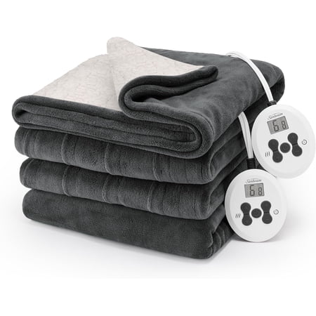 Sunbeam Royal Luxe Microplush Reverse Sherpa Heated Electric Blanket Queen Size