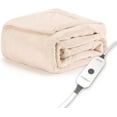 thumbnail image 1 of Sunbeam Royal Posh Ribbed Champagne Heated Personal Throw Blanket Adjustable, 1 of 9