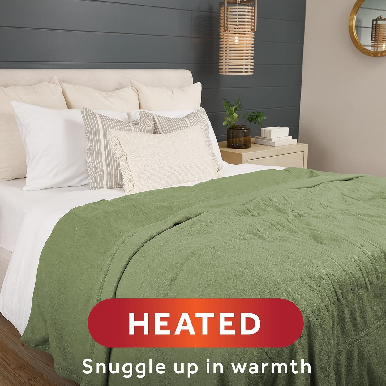 Sunbeam Royal Ultra Ivy Heated Blanket Twin Size, Quilted Fleece, 10