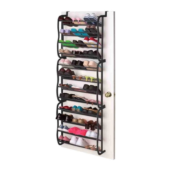 Sunbeam SR49130 36 Pair Easy Assemble Over the Door Storage Shoe Rack, Black