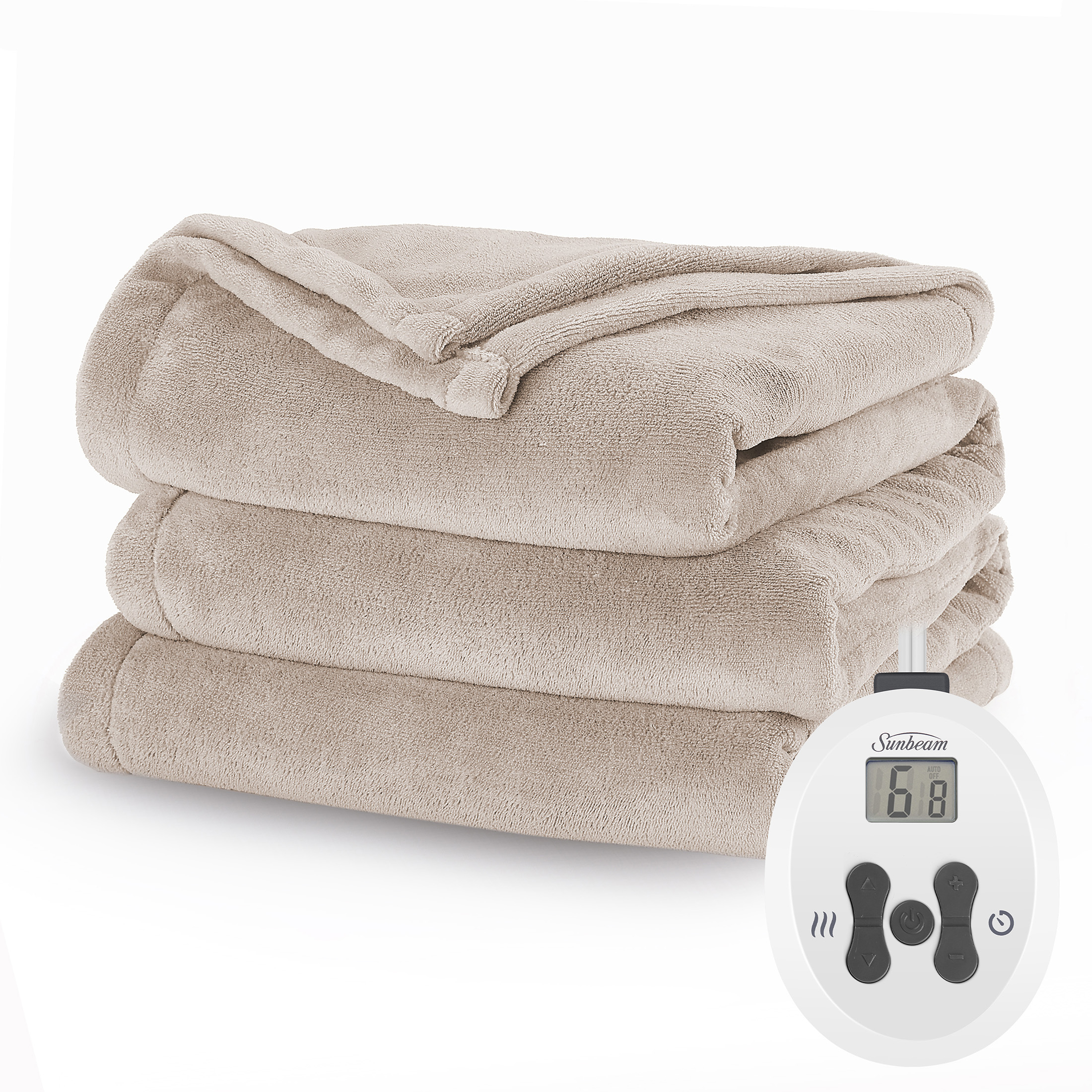 Sunbeam Heated Electric Microplush Blanket with 10 heat settings, Twin