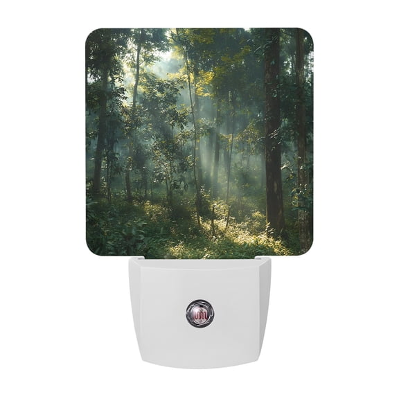 Sunbeam Tree Night Lights, Rustic Cottagecore Forest Green Natural Landscape Smart Auto Dusk to Dawn Sensor Nightlights Plug-in Nightlight for Bedroom Bathroom Living Room Kitchen Hallway