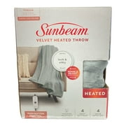 Sunbeam Ultra Soft Velvet Heated Throw Blanket - Grey