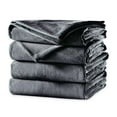 thumbnail image 1 of Sunbeam Velvet Plush Electric Heated Blanket King Size Slate Grey, 1 of 4
