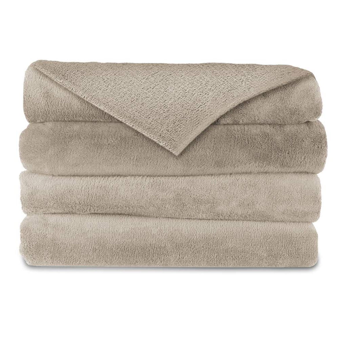 Sunbeam Velvet Plush Electric Heated Throw Blanket Sand