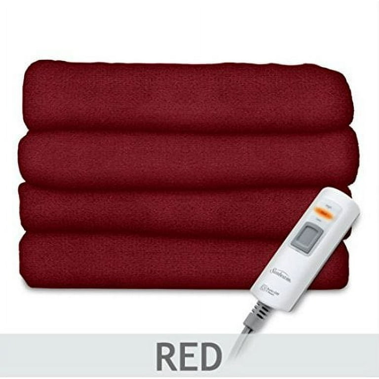 Sunbeam Velvet Plush Heated Throw Red Walmart