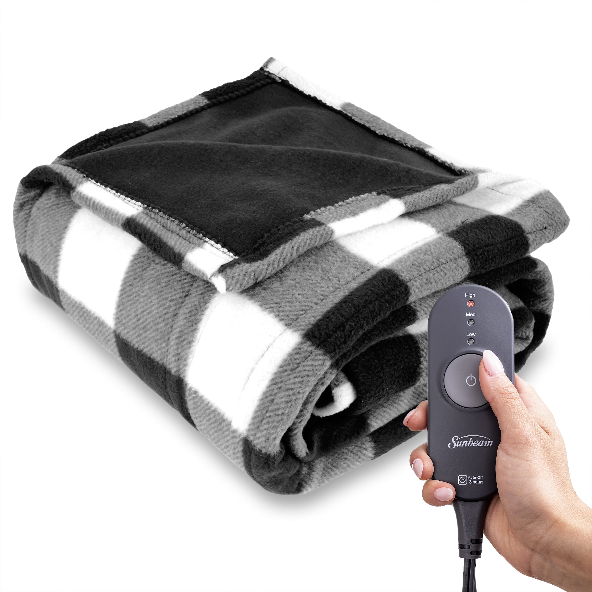 Sunbeam White Black Buffalo Plaid Fleece Electric Heated Throw, 50 x 60,  3 Heat Settings, Fast Heating, Warming Throws with Auto-Shut Off, Machine  Washable - Walmart.com