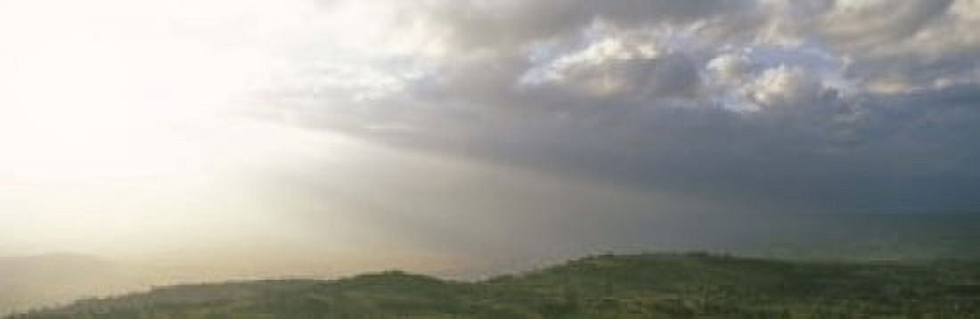 Sunbeams radiating through clouds Great Rift Valley Kenya Canvas Art - Panoramic Images (18 x 6)