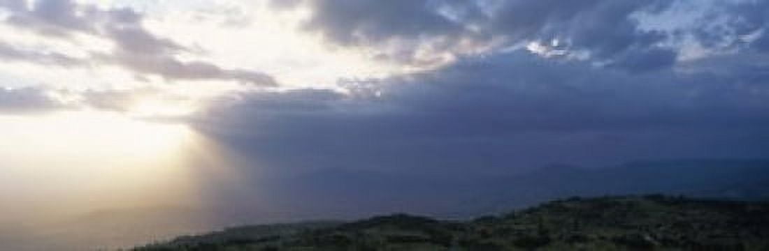 Sunbeams radiating through clouds Great Rift Valley Kenya Canvas Art - Panoramic Images (18 x 6)