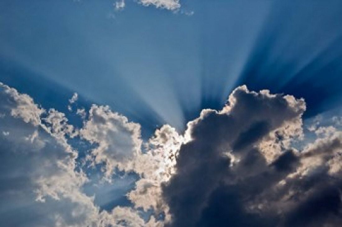 Sunbeams streaking through clouds Masai Mara Kenya Canvas Art - Adam Jones DanitaDelimont (35 x 24)