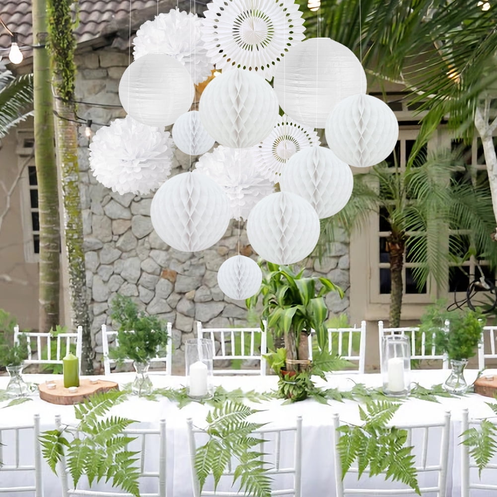 Green and on sale white paper lanterns