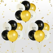 Sunbeauty 18Pcs Retirement Party Decorations Black and Gold Balloons for Retirement Theme Party Supplies