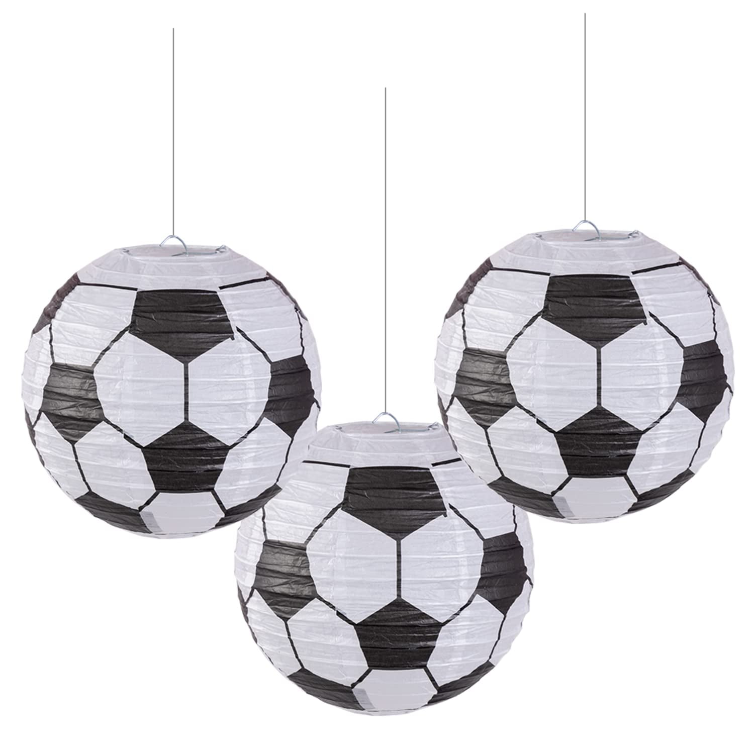 Sunbeauty 3PCS 8" Soccer Ball Paper Lanterns Hanging Soccer Party