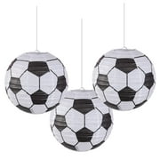 Sunbeauty 3Pcs 8" Soccer Ball Paper Lanterns Hanging Soccer Party Decorations for Sports Birthday Party