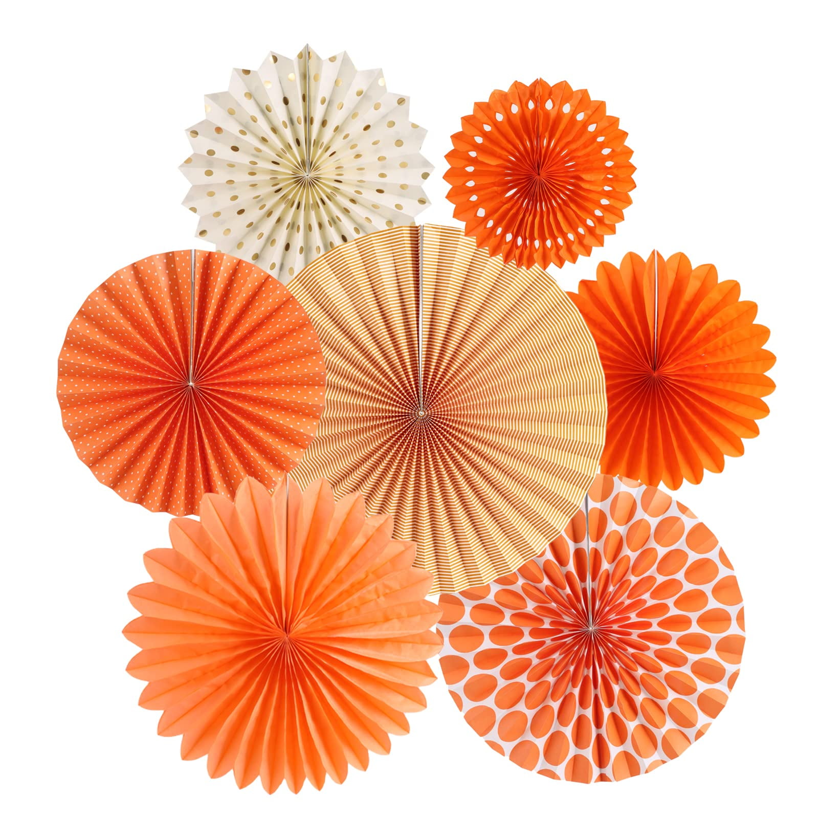 Sunbeauty 7Pcs Hanging Paper Fans Orange Paper Garland Party