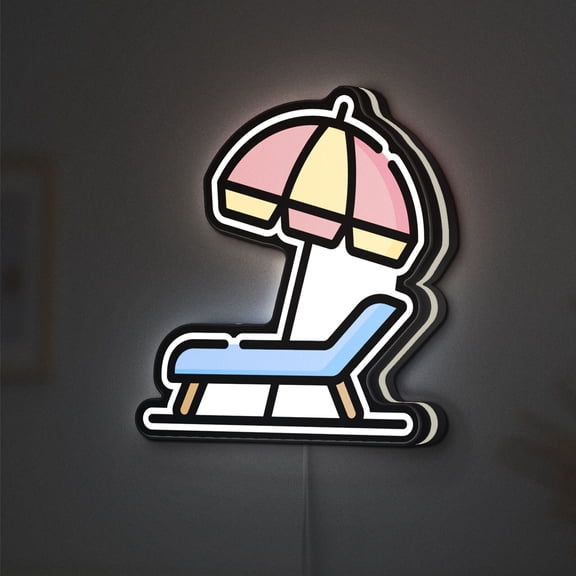 Sunbed 3D Novelty Light Box, Summer Themed Resort Decor, Ideal for Sunbathers (Width 24 inch, 60cm)