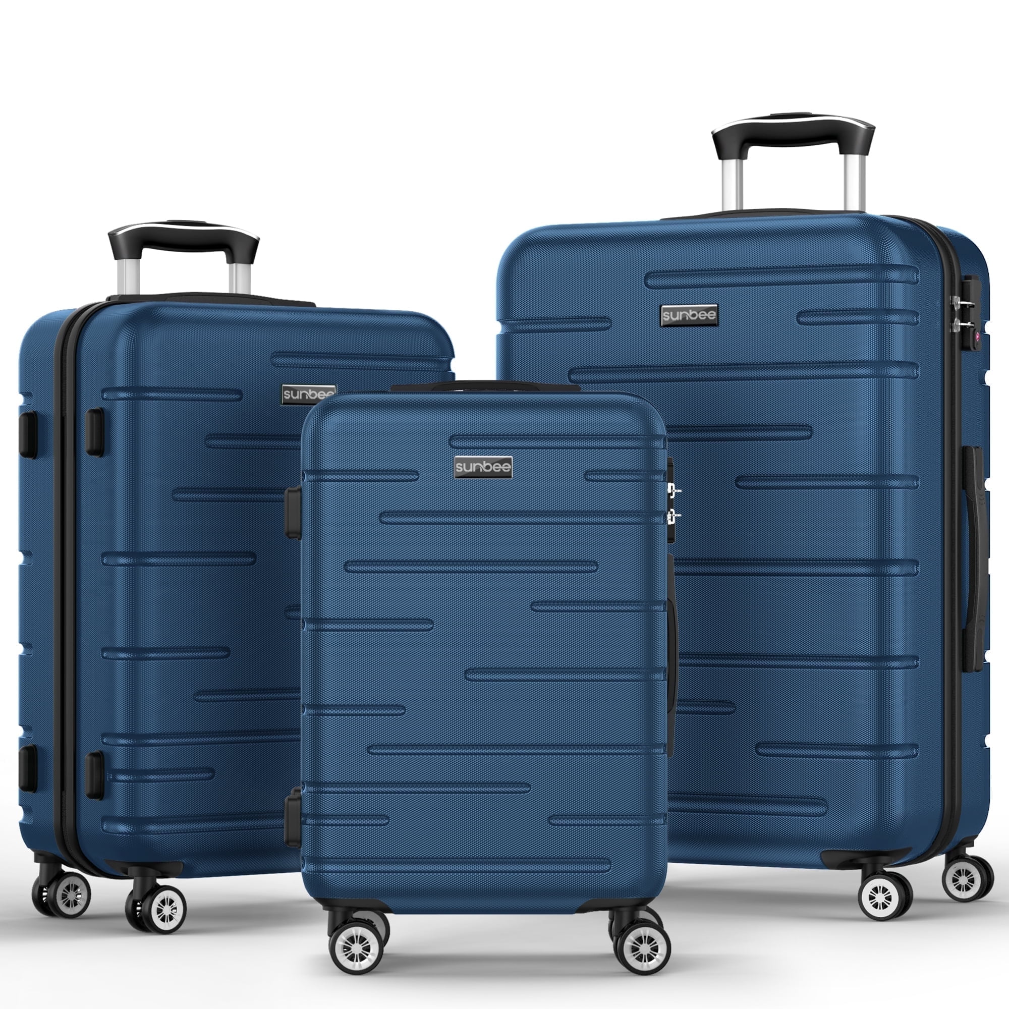 Free Shipping! Sunbee 3 Piece Luggage Sets, ABS Hardshell Hardside Suitcase with TSA Lock Lightweigh(图1)