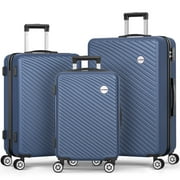 Sunbee 3 Piece Luggage Sets ABS Hardshell Hardside TSA Lock Lightweight Durable Spinner Wheels Suitcase