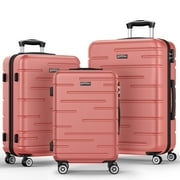 Sunbee 3 Piece Luggage Sets Hardshell Hardside TSA Lock Lightweight Durable Spinner Wheels Suitcase