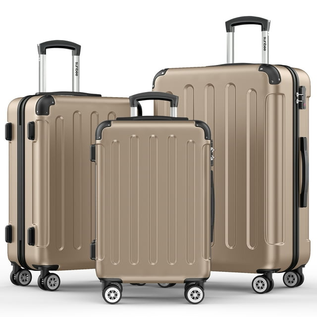 Sunbee Hardshell 3 Piece Lightweight Luggage Set with TSA Lock, Spinner Wheels
