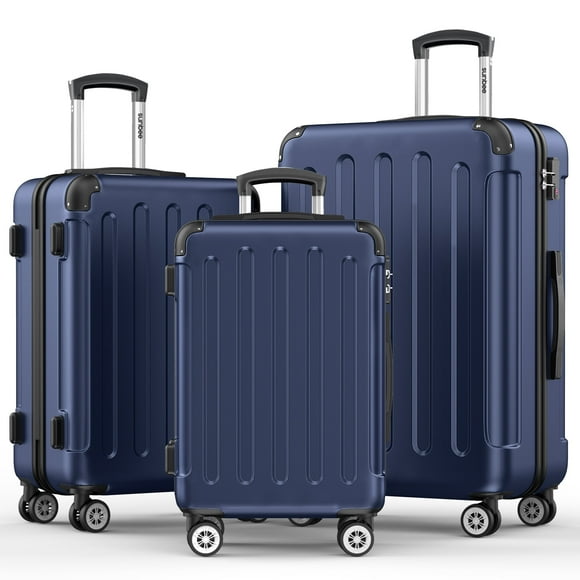 Sunbee 3 Piece Luggage Sets Hardshell Lightweight Suitcase with TSA Lock Spinner Wheels, Deep Blue
