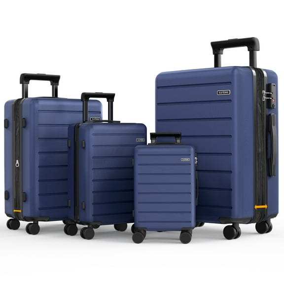 Sunbee 4 Piece Luggage Sets, Expandable Durable Hard Shell Suitcase Set Double Wheels TSA Lock, Blue