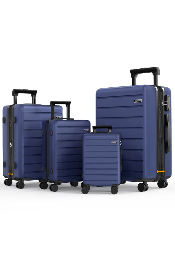 4 Piece Luggage Sets, Expandable Durable Hard Shell Suitcase Set Double Wheels TSA Lock, Blue