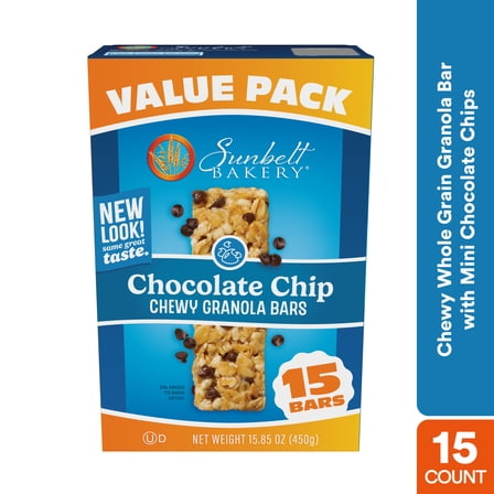 Sunbelt Bakery Chewy Granola Bars, Chocolate Chip, 15 Ct