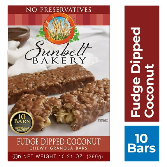 Sunbelt Bakery Chewy Granola Bars, Fudge Dipped Coconut, 10 Ct pack of 2
