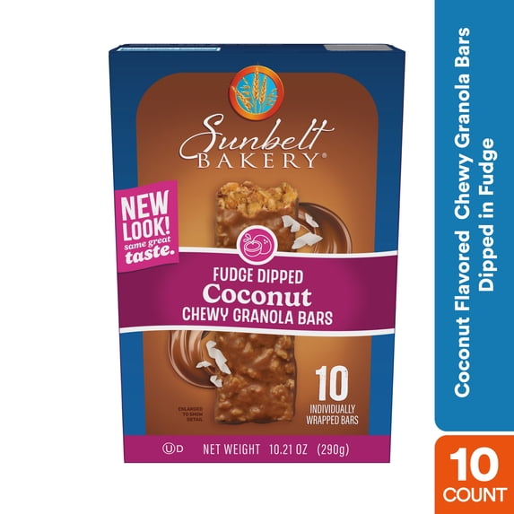 Sunbelt Bakery Chewy Granola Bars, Fudge Dipped Coconut, 10 Ct