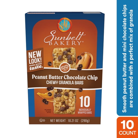 Sunbelt Bakery Chewy Granola Bars, Peanut Butter Chocolate Chip, 10 Ct