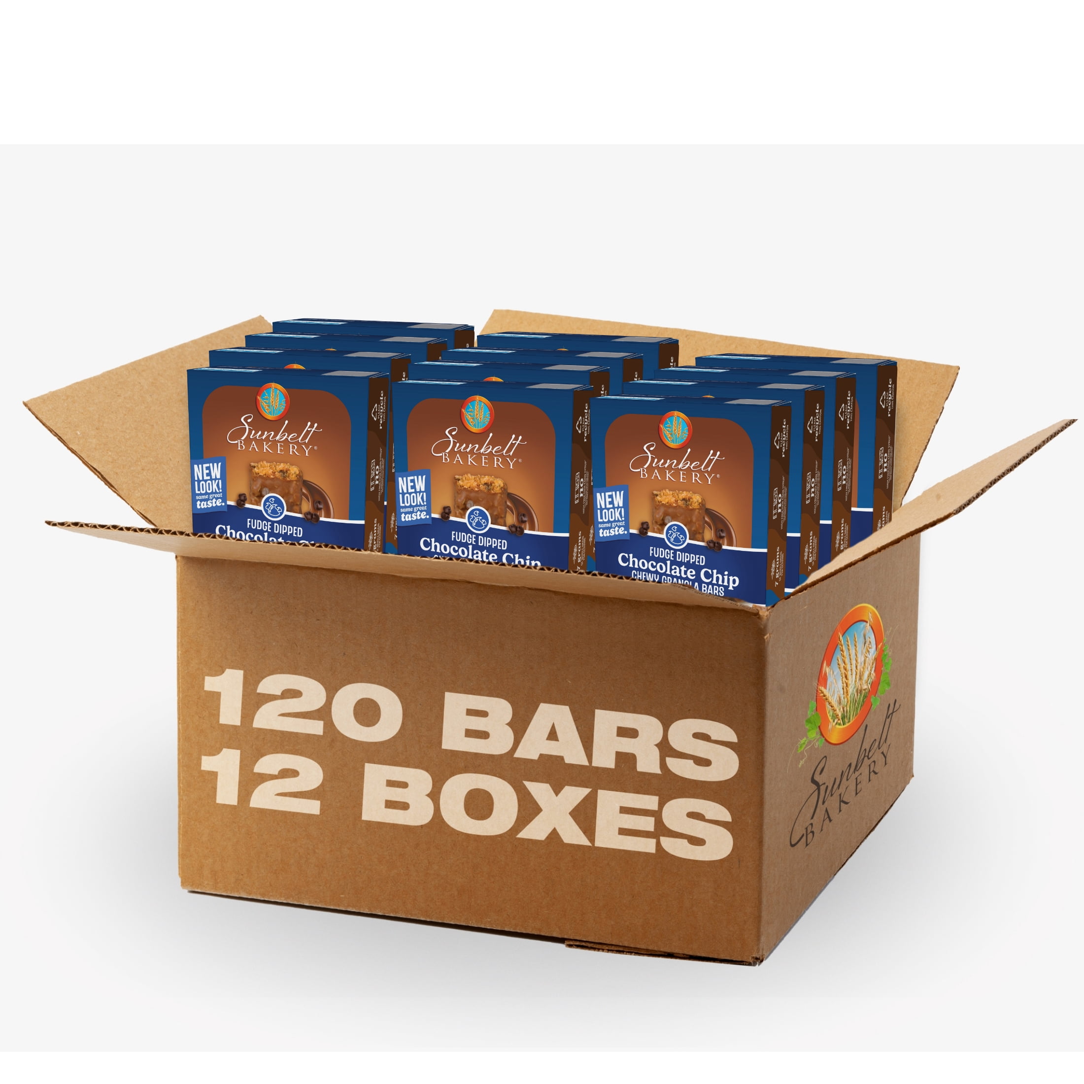 Sunbelt Bakery Fudge Dipped Chocolate Chip Chewy Granola Bars, 120 Bars (12 Boxes), 135.12 oz
