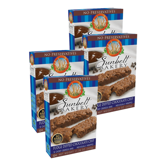 Sunbelt Bakery Fudge Dipped Chocolate Chip Chewy Granola Bars, 4 Boxes