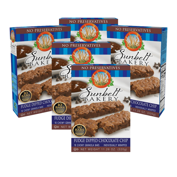 Sunbelt Bakery Fudge Dipped Chocolate Chip Chewy Granola Bars, 5 Boxes