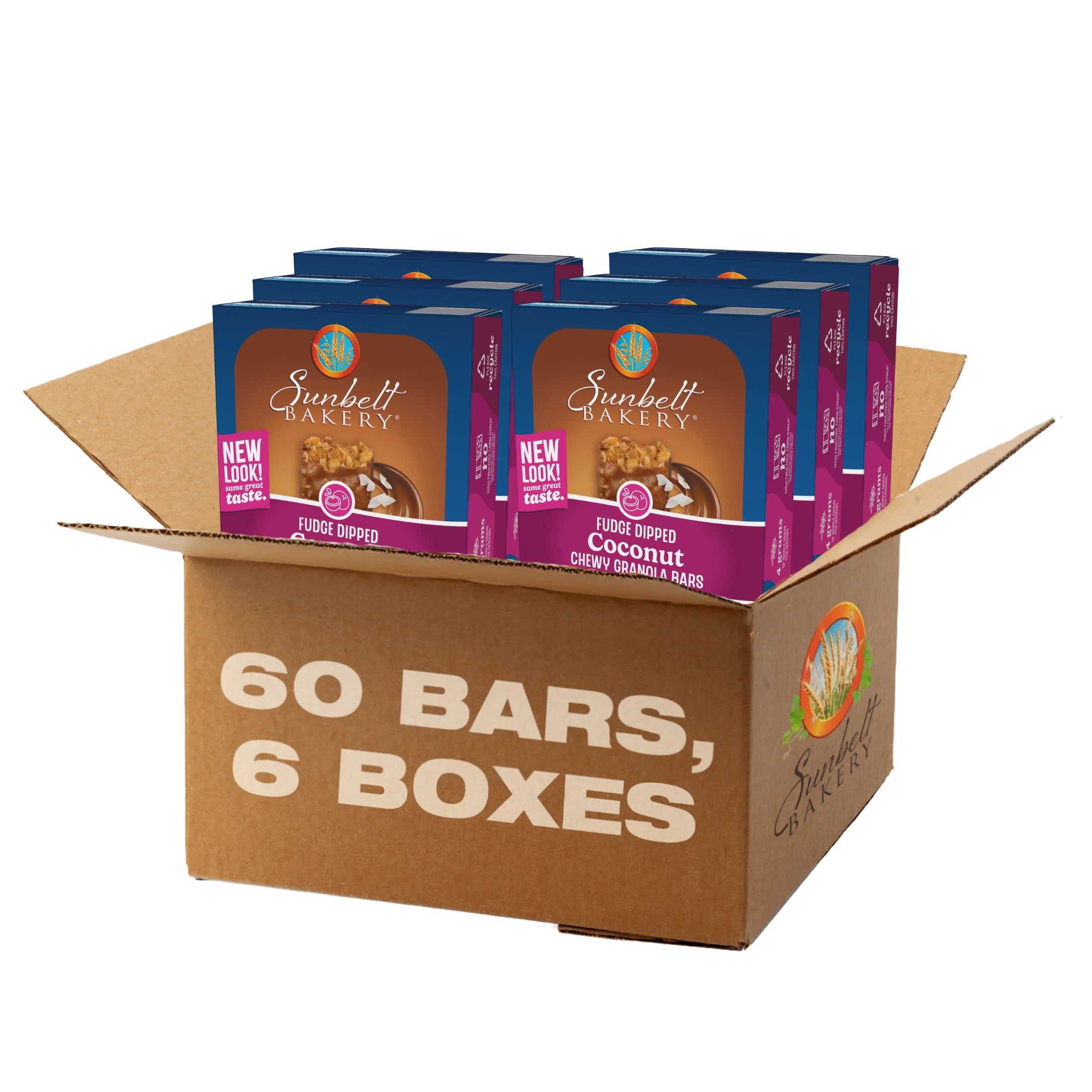 Sunbelt Bakery Fudge Dipped Coconut Chewy Granola Bars, 60 bars (6 Boxes), 61.26 oz