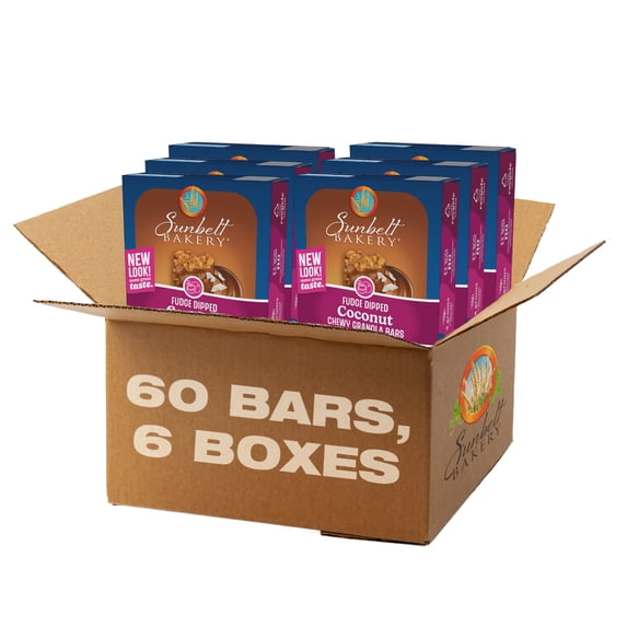 Sunbelt Bakery Fudge Dipped Coconut Chewy Granola Bars, 60 bars (6 Boxes), 61.26 oz