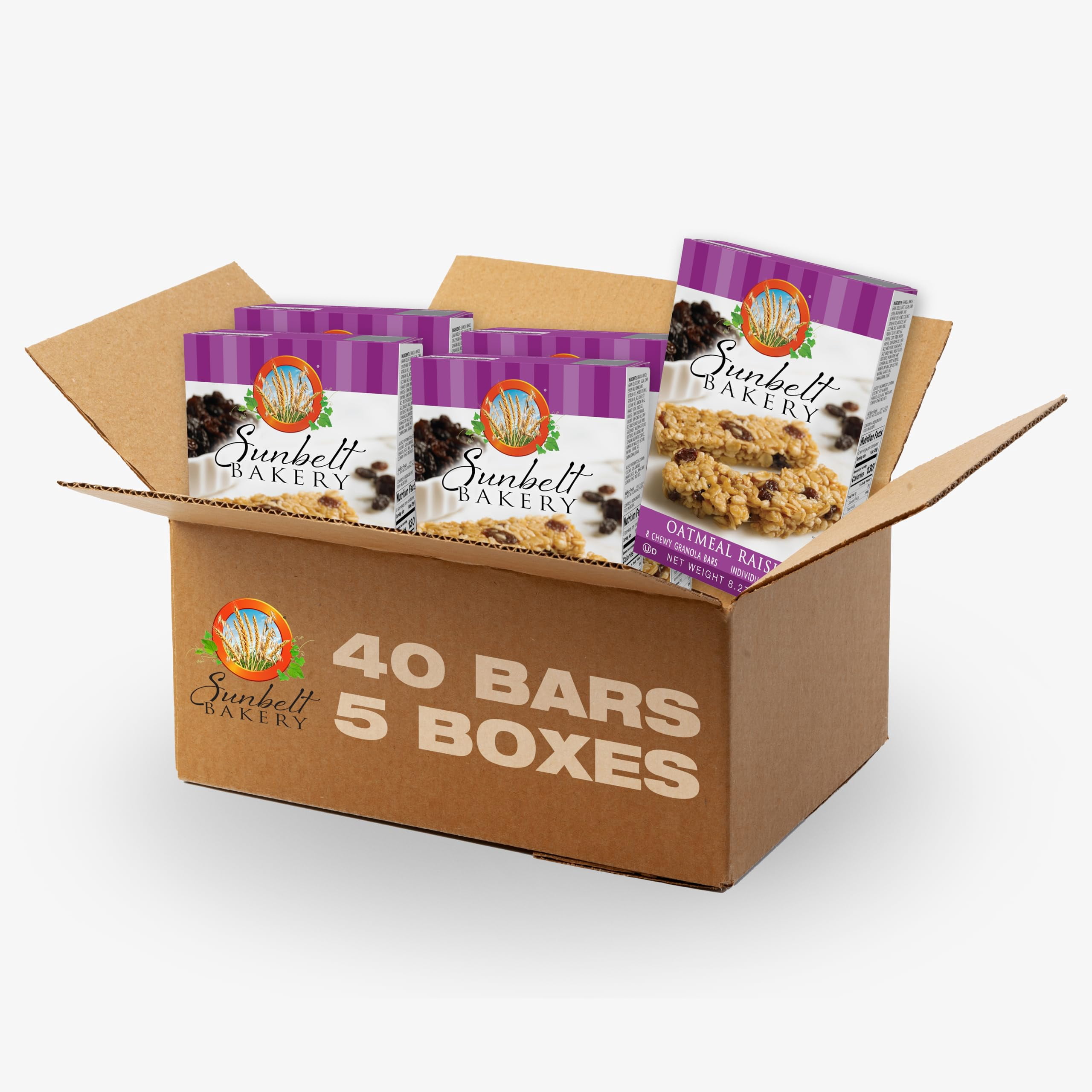 Sunbelt Bakery Oatmeal Raisin Chewy Granola Bars, 40-1.0 OZ Bars (5 Boxes)