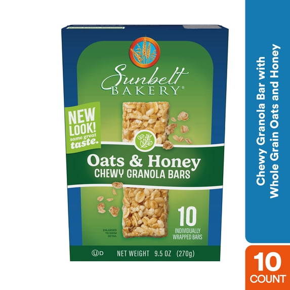 Sunbelt Bakery Oats & Honey Chewy Granola Bars, 10 Count