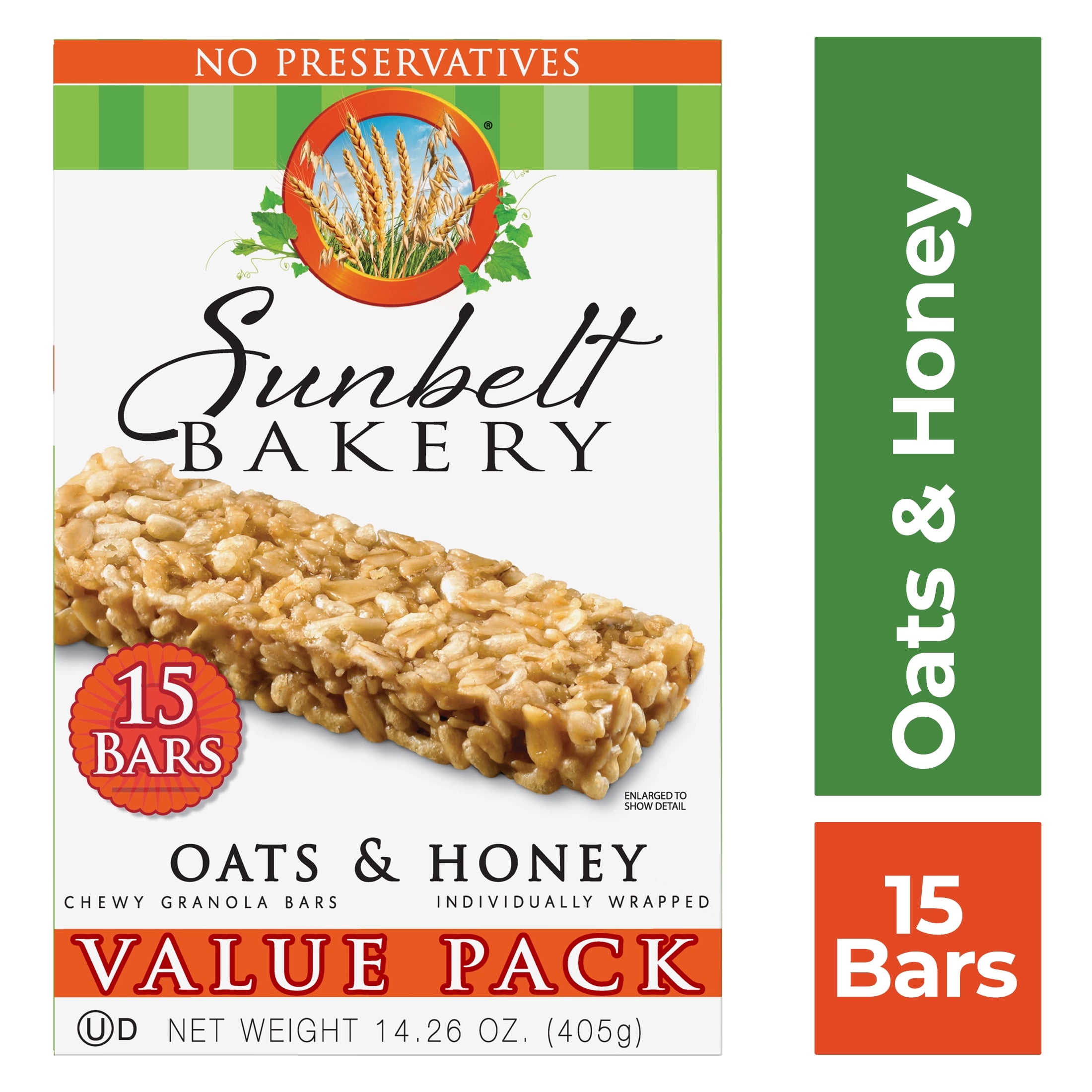 Sunbelt Bakery Chewy Granola Bars, Oats & Honey, 15 Ct