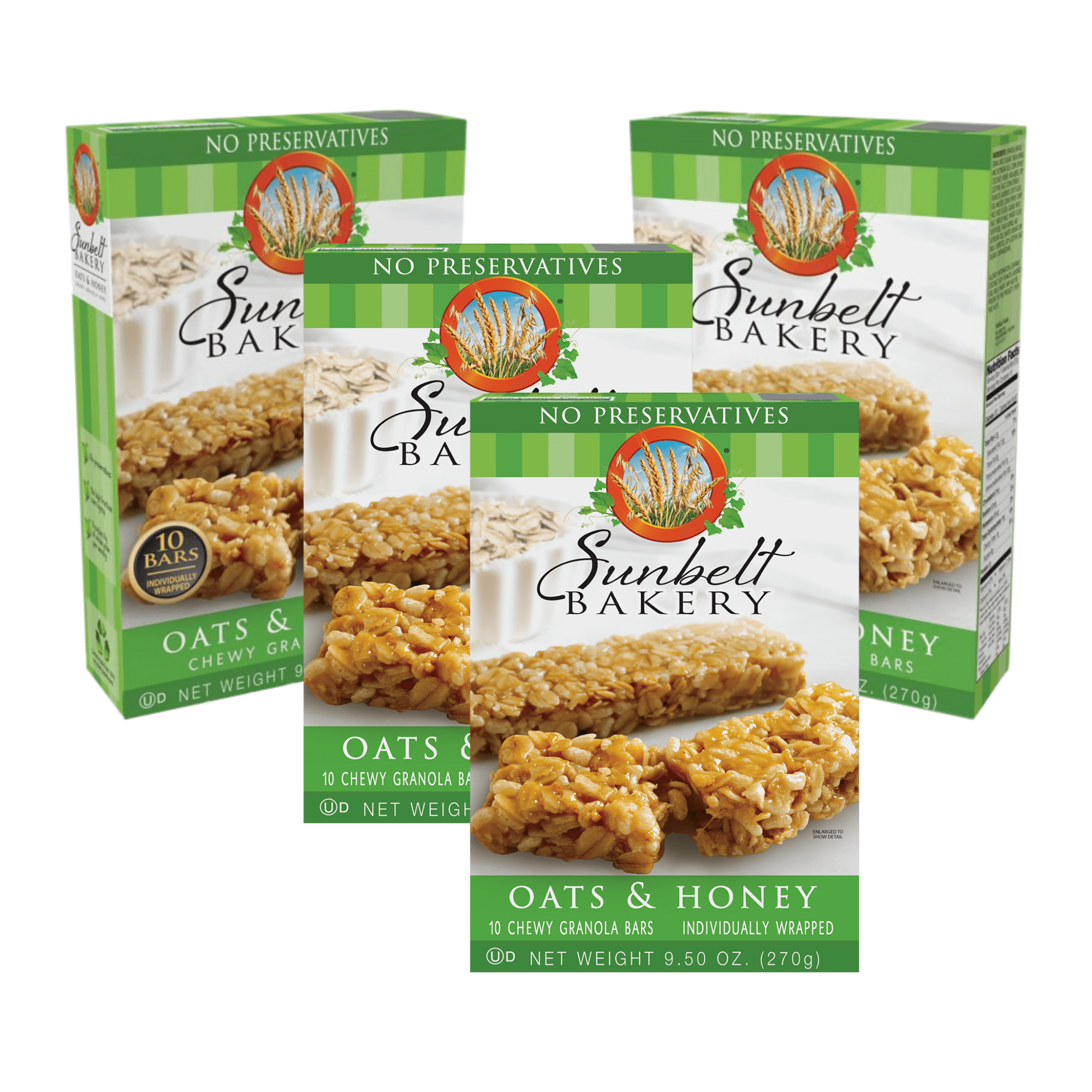 Sunbelt Bakery Oats & Honey Chewy Granola Bars, 4 Boxes