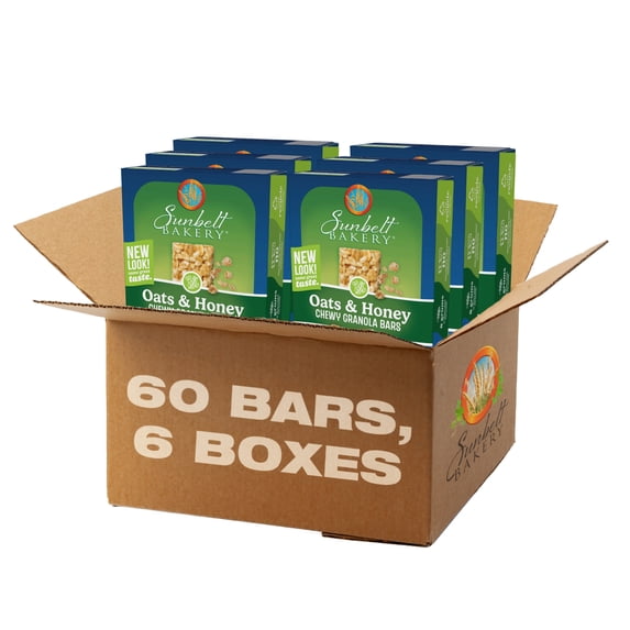 Sunbelt Bakery Oats & Honey Chewy Granola Bars, 60 bars (6 Boxes), 57 oz