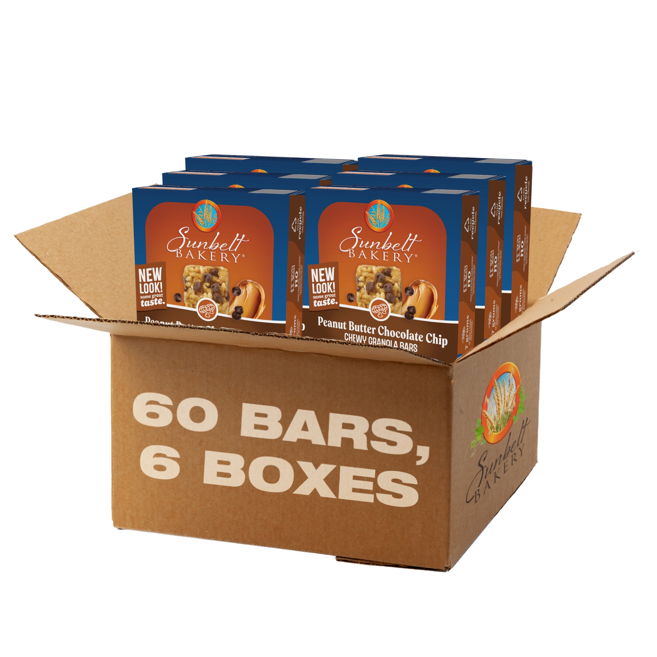 Sunbelt Bakery Peanut Butter Chocolate Chip Chewy Granola Bars, 60 bars (6 Boxes), 61.26 oz