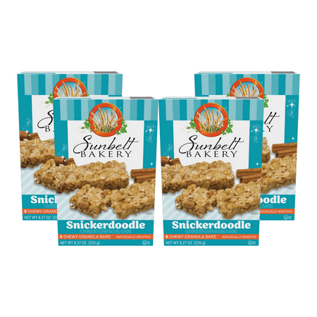 Sunbelt Bakery Snickerdoodle Chewy Granola Bars, 4 Boxes, 32 Individually Wrapped