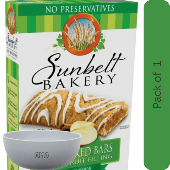 Sunbelt Bakery Soft Baked Bars Apple Cinnamon, 8 Count with Bowl by OMA
