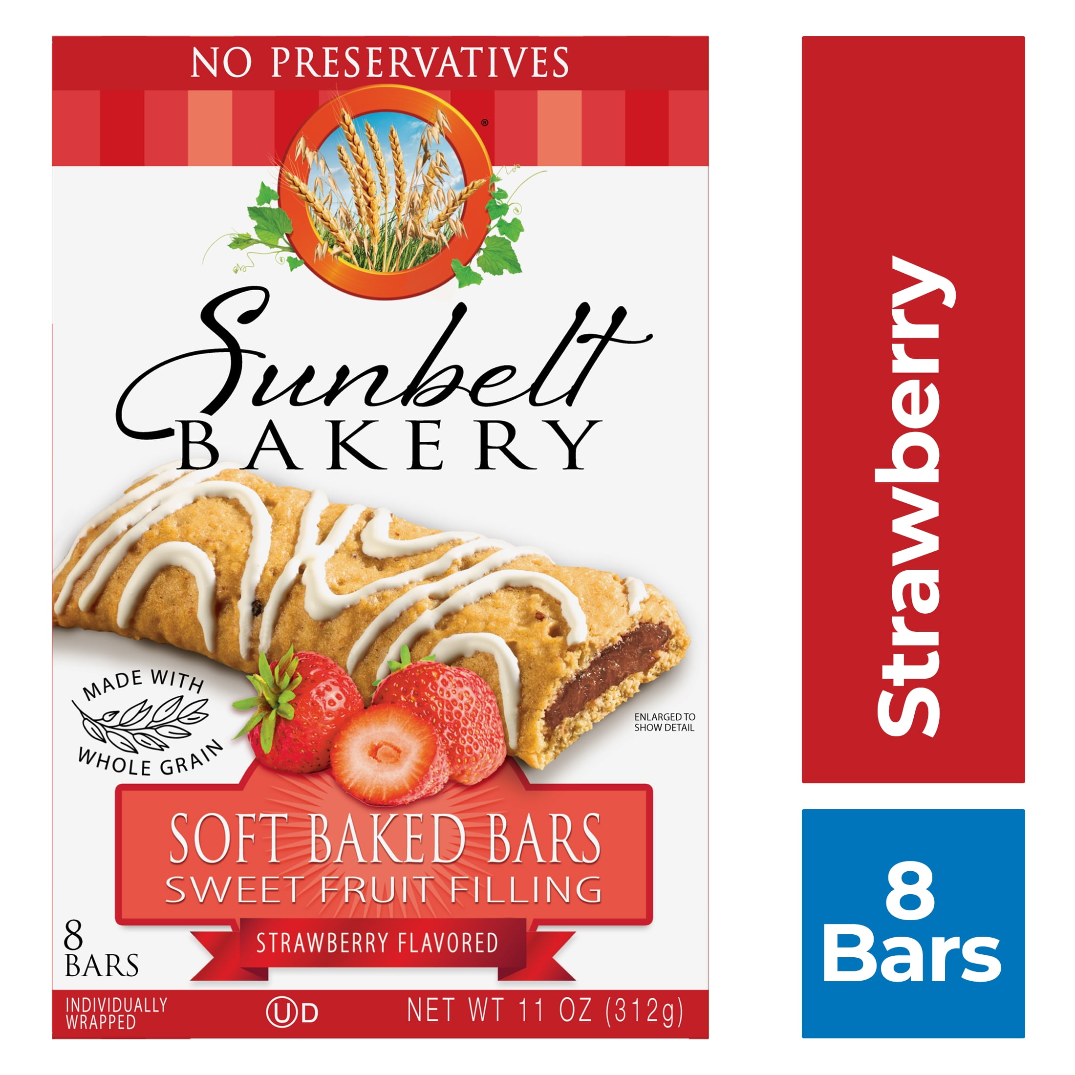 Sunbelt Bakery Strawberry Fruit & Grain Bars, 1 Box, No Preservatives (8 Bars)